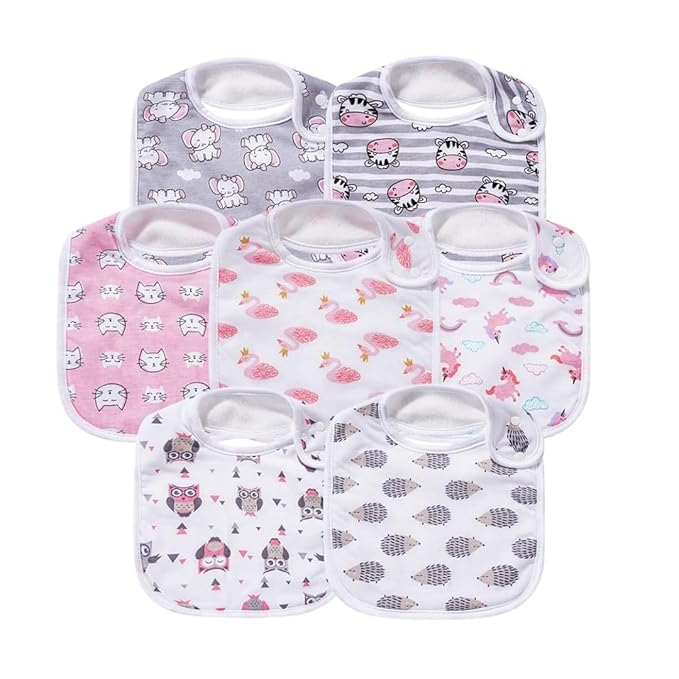 7 Pack Baby Cotton Absorbent Bibs by Gelisite