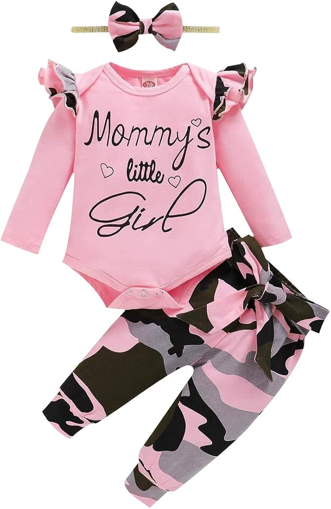 Newborn Baby Girl Clothes, Infant Girl Outfits Long Sleeve Ruffle Romper + by AOSWEP