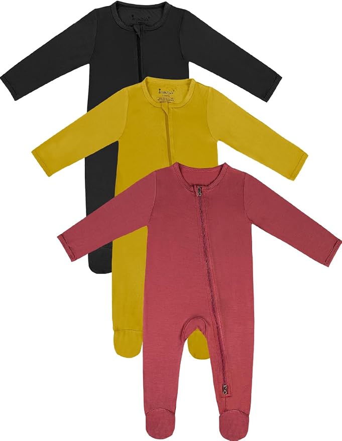 Jimonda Baby Romper Boys Girls Bamboo Pajamas 2-Way Zipper Footed Unisex Zip-Up by JimondaBaby