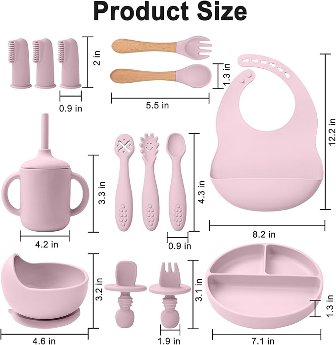 LITTLE RAWR Silicone Baby Feeding Set 14 Pcs, Baby Led Weaning Supplies - Image 7