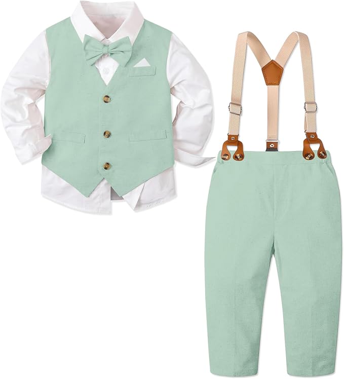 SANGTREE Boys Cotton Linen Suit Formal Set Baby Clothes Boy Gentleman Wedding by Weaimtoprovidecustomerbothgoodserviceandbestproductingoodvalue
