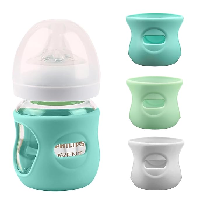 Silicone Sleeves for Avent Glass Natural Baby Bottle, 3 Pack Bottles Shatter by SMAutoLife