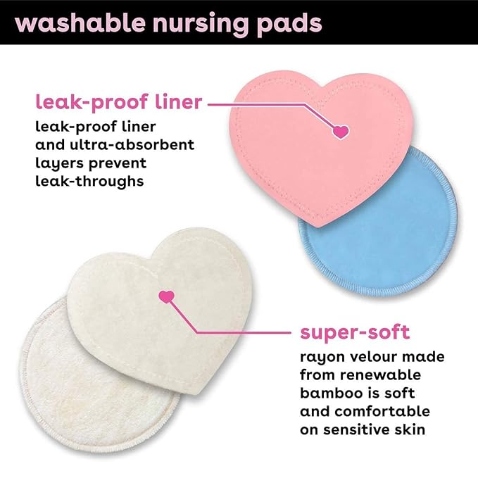 Bamboobies Nursing Pads, Ultra-Soft Velour, Washable & Leak-Proof, 6 Ultra-Thin - Image 3