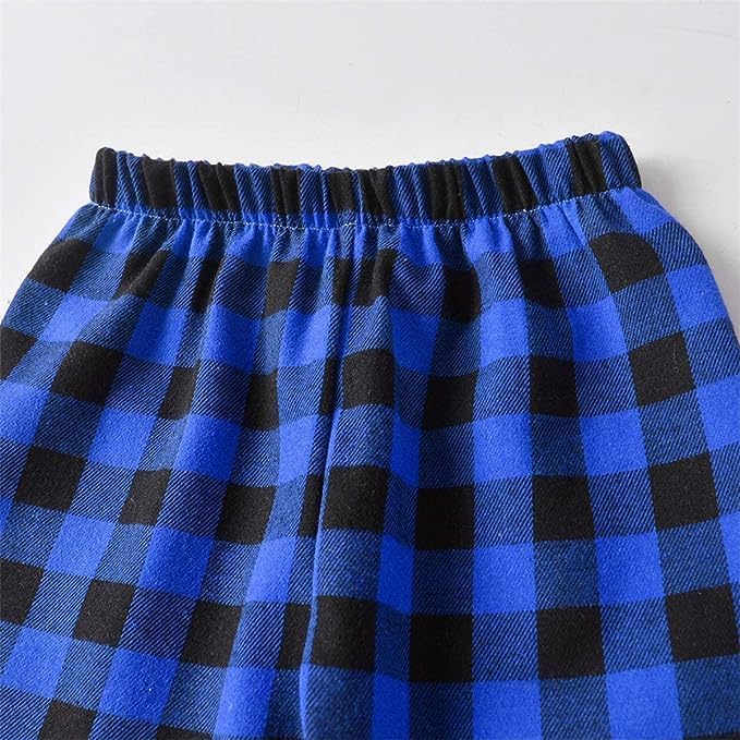 Schbbbta Kids Pajamas Set, Plaid Button Down Pjs - Image 6