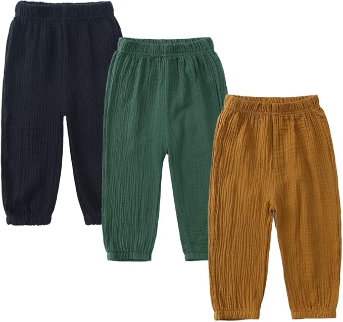 MYGBCPJS Baby Boys Girls Cotton Linen Trousers Kids Casual Ankle Pants Loose by MYGBCPJS