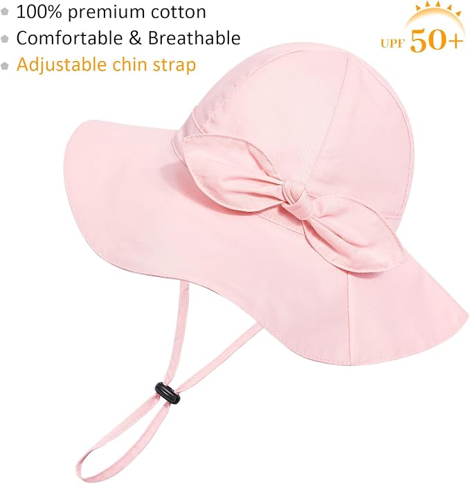 Baby Girl Sun Hat with UPF 50+ Outdoor Adjustable Beach Hat with Wide Brim - Image 3