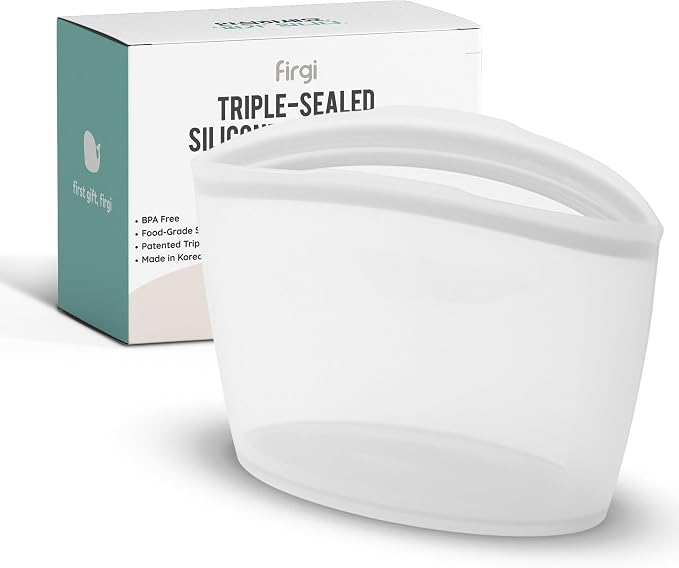Premium Platinum Silicone Reusable Food Storage Bag 10.6 Cup, Airtight Zip Lock by FIRGI-FirstGift
