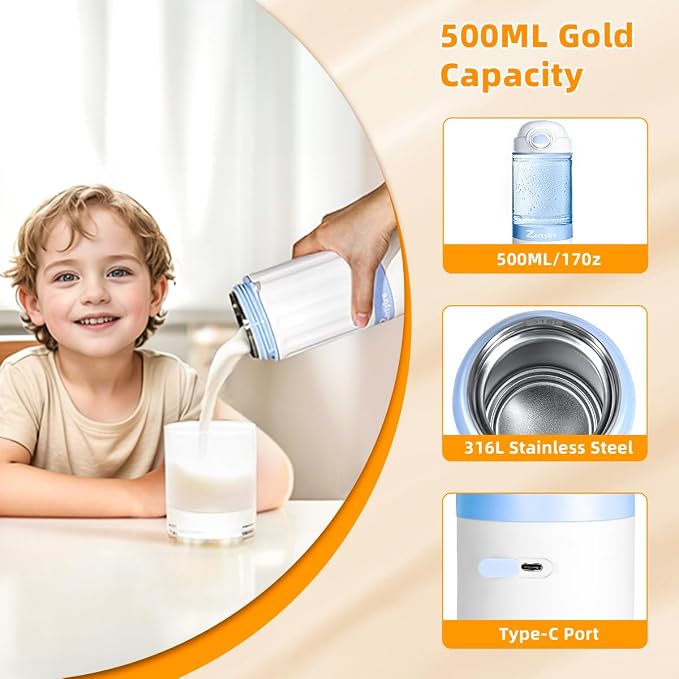Portable Milk Warmer for Travel, New Upgrade Detachable Design, 17Oz Larger - Image 2