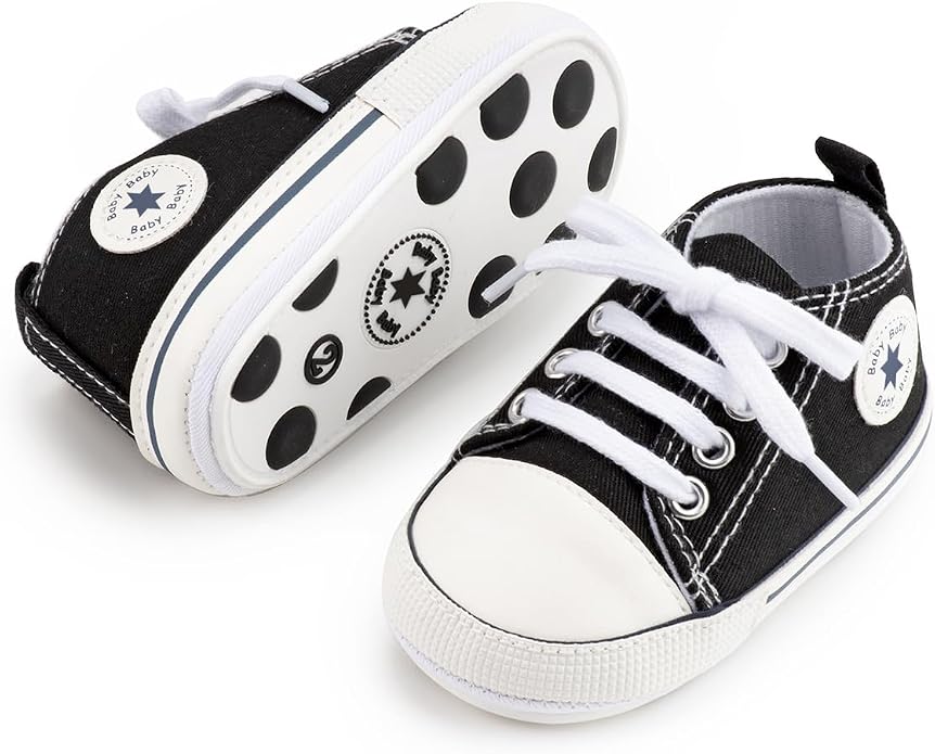 Meckior Baby Girls Boys Canvas Sneakers Soft Sole High-Top Ankle Infant First by Meckior