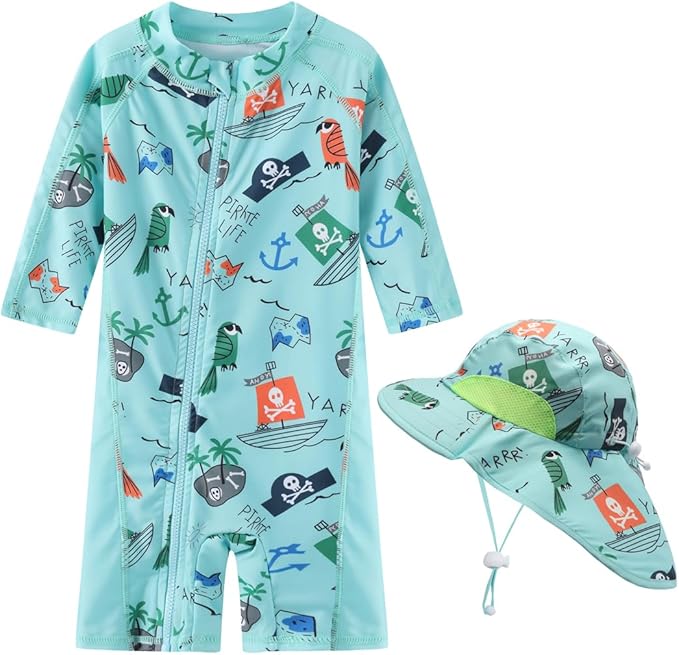 Toddler Baby Boys Swimsuit Rashguard One Piece Zipper Bathing Suit - Image 5
