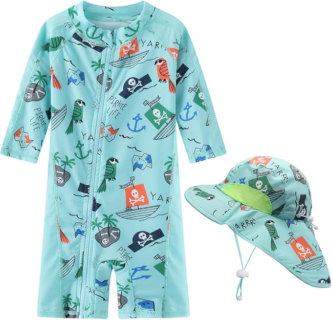 Toddler Baby Boys Swimsuit Rashguard One Piece Zipper Bathing Suit - Image 5