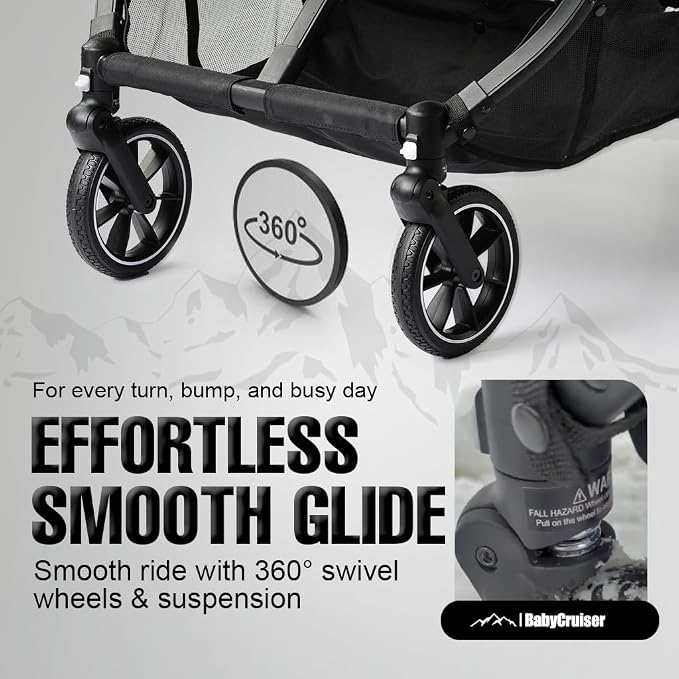 BabyCruiser Double Stroller Newborn and Toddler – Compact Side by Side Twin - Image 7