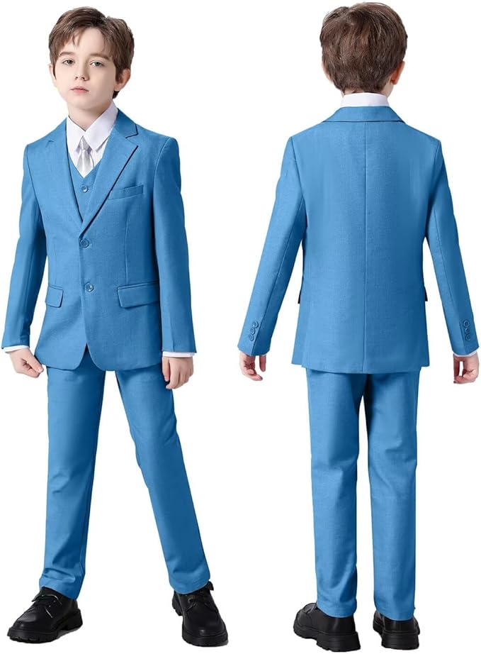Boys Suit Set Slim Fit Kids Formal Suits Toddler Tuxedo Wedding Prom Classic - Image 5