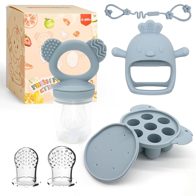 Baby Fruit/Food Feeder with Breastmilk Popsicle Molds & Teether Combo Food by HomeTTER