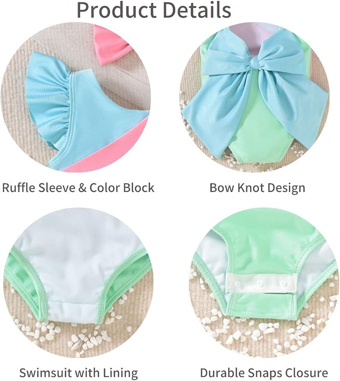 Toddler Girl Baby Ruffles Mermaid Fish Scale Swimsuit One Piece Swimwear - Image 5