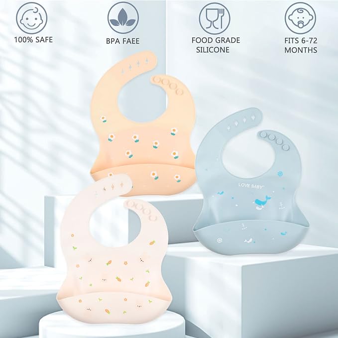 Baby Silicone Feeding Bibs - Image 4