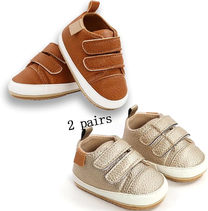 2Pairs Baby Shoes, Boys Girls Non-Slip Rubber Sole Sneakers, Unisex Infant Soft - Image 4