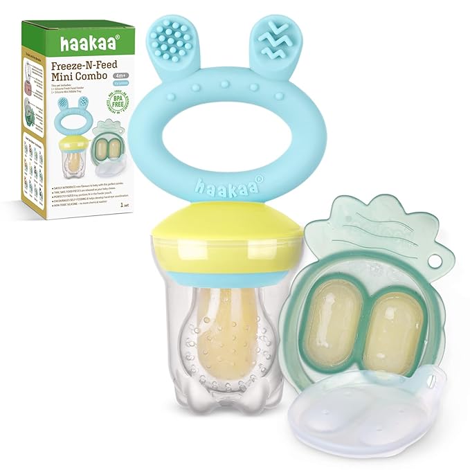 Haakaa Baby Fruit Food Feeder & Mini Freezer Nibble Tray Combo, Breastmilk by haakaa
