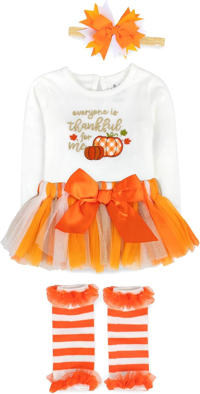 Baby Girl Holiday Outfit 4-Piece Set – Long Sleeve Bodysuit, Tutu Skirt & - Image 6