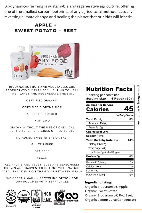 White Leaf Provisions Organic Purees / Baby Food Pouches - Image 4