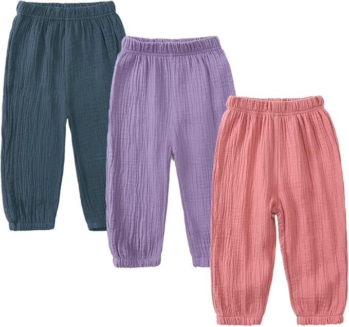 MYGBCPJS Baby Boys Girls Cotton Linen Trousers Kids Casual Ankle Pants Loose by MYGBCPJS
