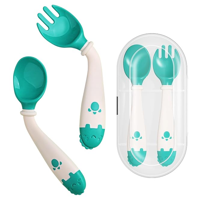 Deejoy Toddler Utensils, Self-feeding Flatware Set withTravel Case, Baby Spoons by Deejoy
