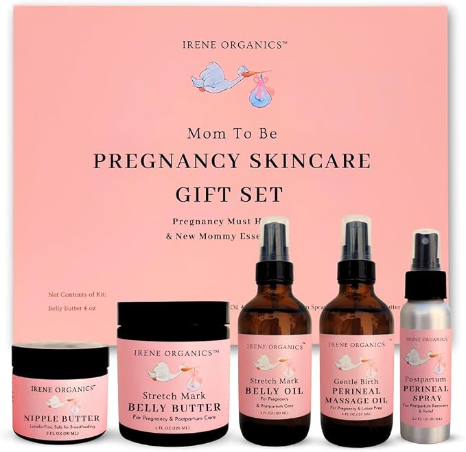 Irene Organics Belly Bundle – 5 Piece Pregnancy Skincare Gift Set by IreneOrganics