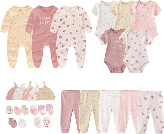 Newborn Layette Gift Set 27-Piece Baby Girl Clothes Bodysuits, Pants Essentials by MAMIMAKA
