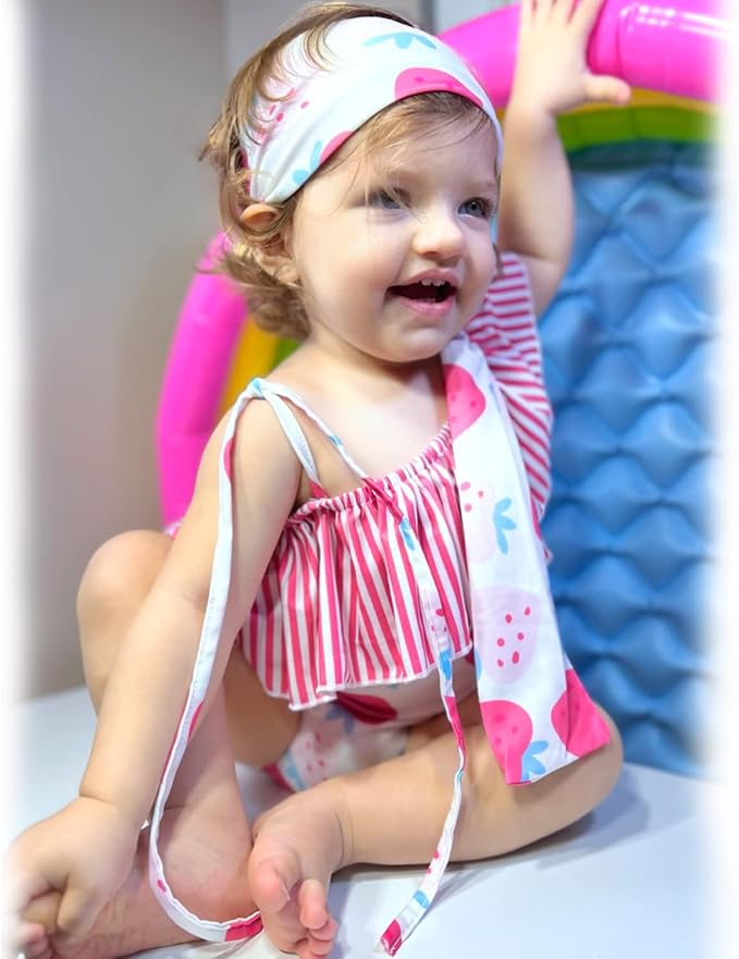 Toddler Baby Girls Ruffles Bikini One Piece Swimsuits Floral Off Shoulder - Image 3