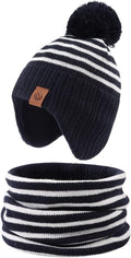 JANGANNSA Knitted Baby Hat Scarf Set Winter Warm Boys Girls Beanie Fleece by JANGANNSA