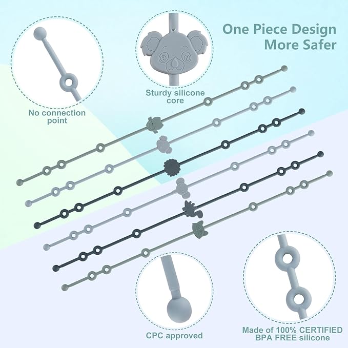 6-Pack Baby Toy Straps, Silicone High Chair & Stroller Straps, Toddler Bottle & - Image 3