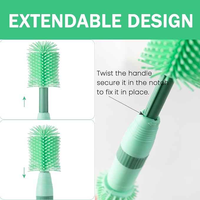 Travel Bottle Brush, 6-in-1 Portable Travel Bottle Cleaner Kit - Image 2
