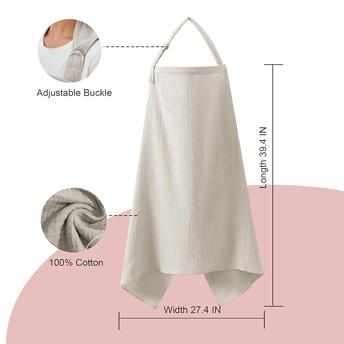 Muslin Nursing Cover for Breastfeeding, Breathable 100% Cotton Privacy Nursing - Image 5