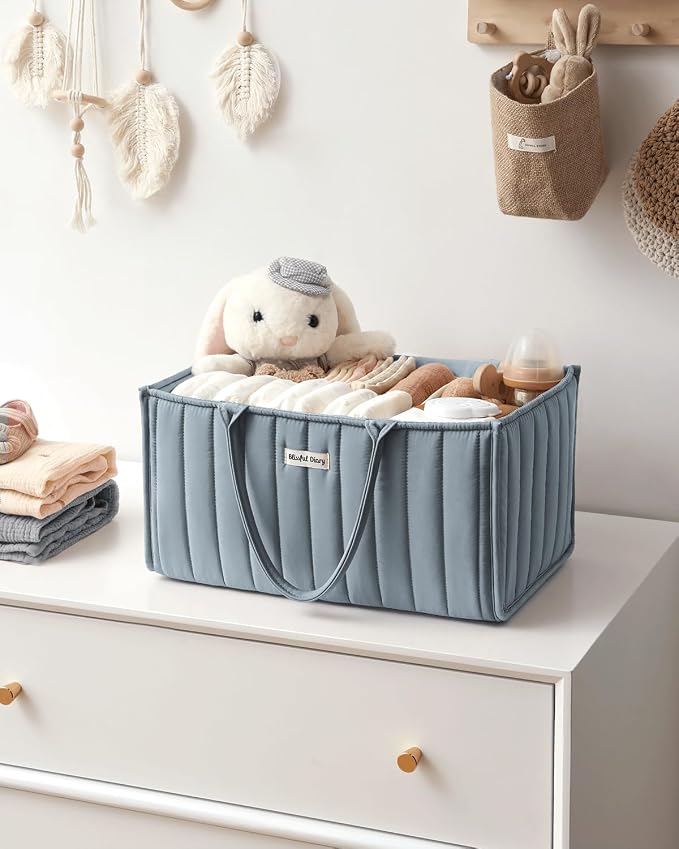 Blissful Diary Baby Diaper Caddy Organizer, Stylish Storage Basket - Image 7