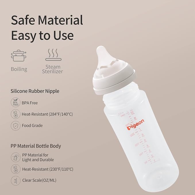 Pigeon PP Nursing Bottle Wide Neck, Anti-Colic, Streamlined Body, Natural Feel - Image 7