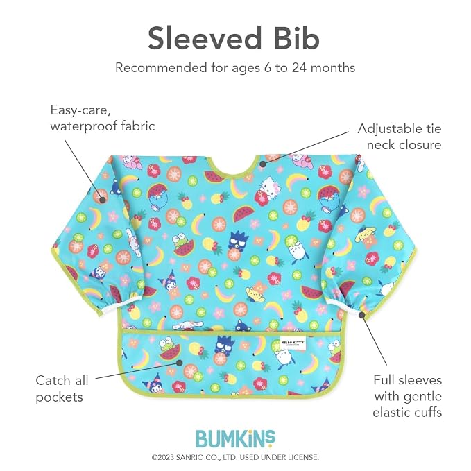 Bumkins Sleeved Bib for Girl or Boy, Baby and Toddler for 6-24 Mos, Essential - Image 5