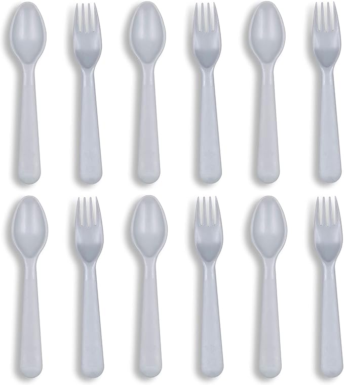 12 Pcs Kids Spoons and Forks Toddler Utensils Plastics Reusable Silverware Baby by Muulaii