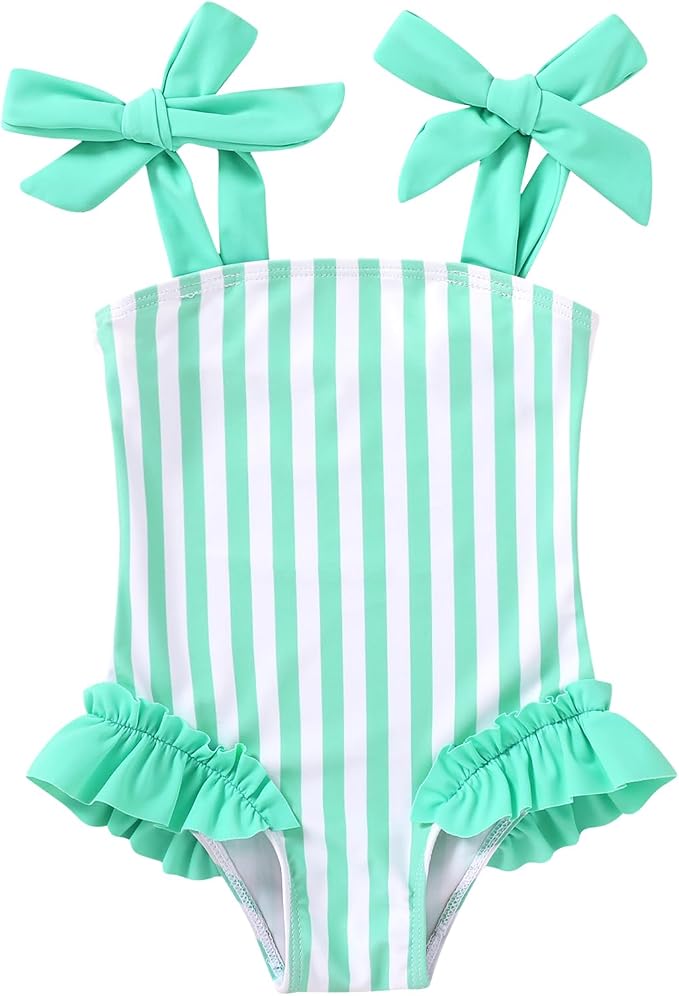 Happy Town Toddler Swimsuit Girl Solid Color Stripe One-Piece Baby Bathing Suits by HappyTown