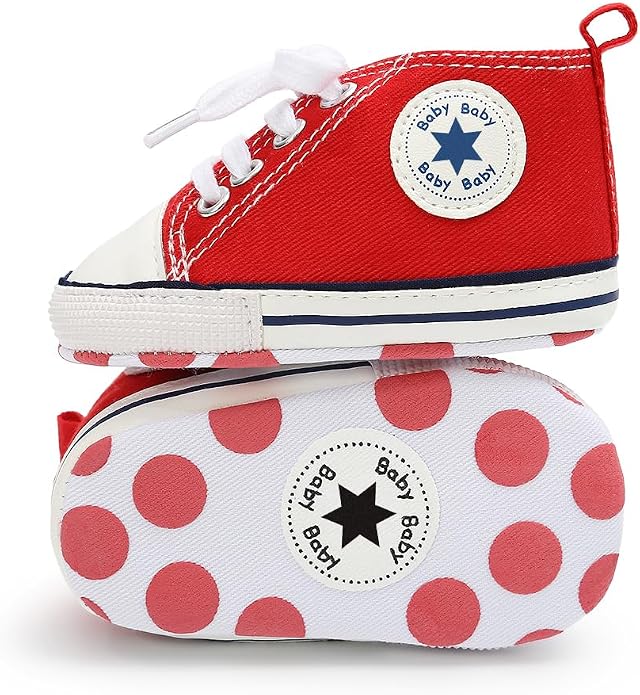 Meckior Baby Girls Boys Canvas Sneakers Soft Sole High-Top Ankle Infant First by Meckior