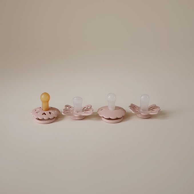 FRIGG Baby's First Pacifier​ Set | Floral Heart 4-Pack | Made in Denmark | - Image 3