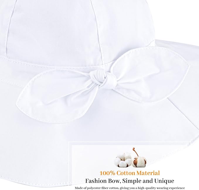 Baby Girl Sun Hat with UPF 50+ Outdoor Adjustable Beach Hat with Wide Brim - Image 4