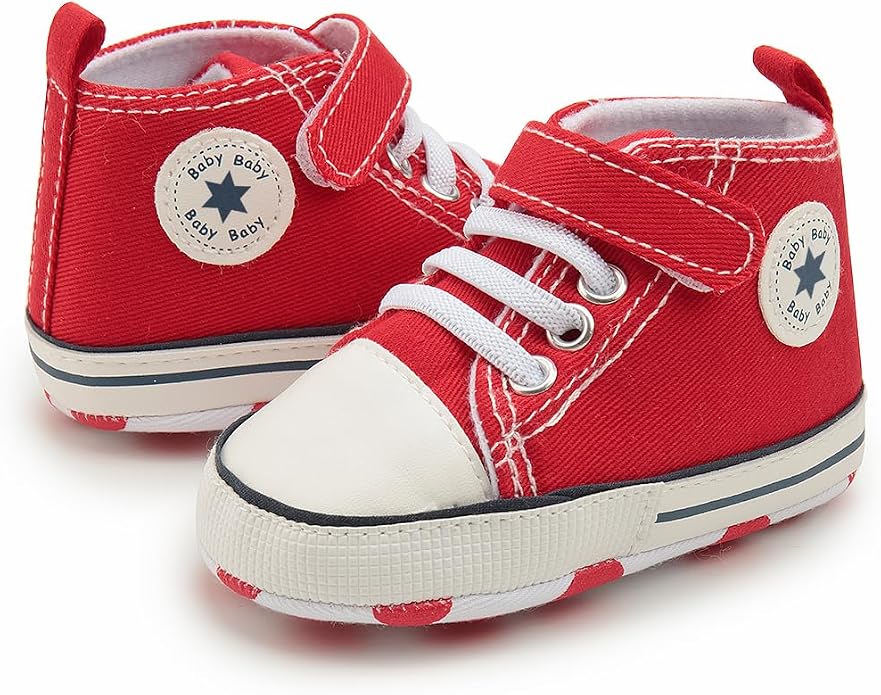Meckior Baby Girls Boys Canvas Sneakers Soft Sole High-Top Ankle Infant First - Image 2