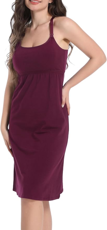 SUIEK 3-Pack Maternity Nursing Nightgown Cotton Breastfeeding Dress Pregnancy - Image 6