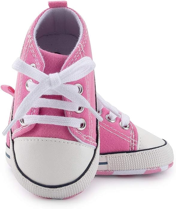 Meckior Baby Girls Boys Canvas Sneakers Soft Sole High-Top Ankle Infant First - Image 5
