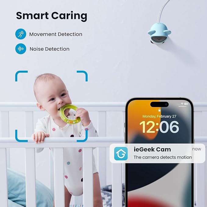 ieGeek 1080p Baby Monitor with Night Vision, 3000mAh Battery, Automatic Tracking - Image 3