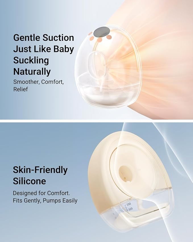 Bear Breast Pump Hands Free, Wearable Breastfeeding Pumps Strong Suction Low - Image 4