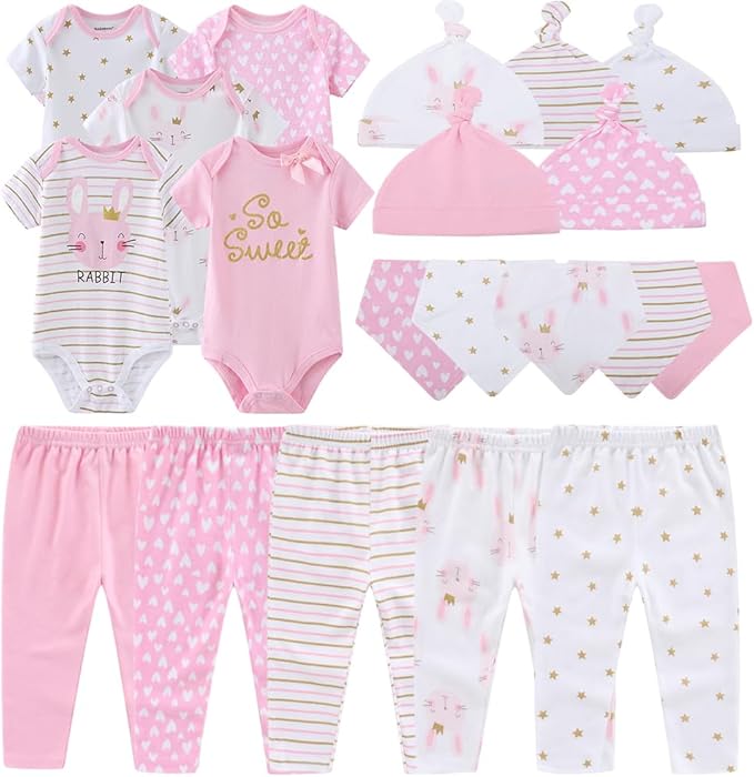 Kiddiezoom Newborn Baby Girl Boy Clothes Baby Outfits Pants Bodysuits Gifts Set by Kiddiezoom