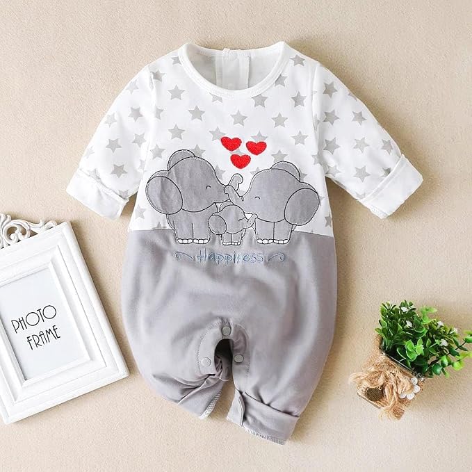 Cute Giraffe + Zebra With Floral Print Long Sleeve Baby Girl Clothes White - Image 3