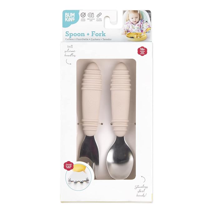 Bumkins Toddler Utensils, Kids Size Fork and Spoon Set, Silicone and - Image 6