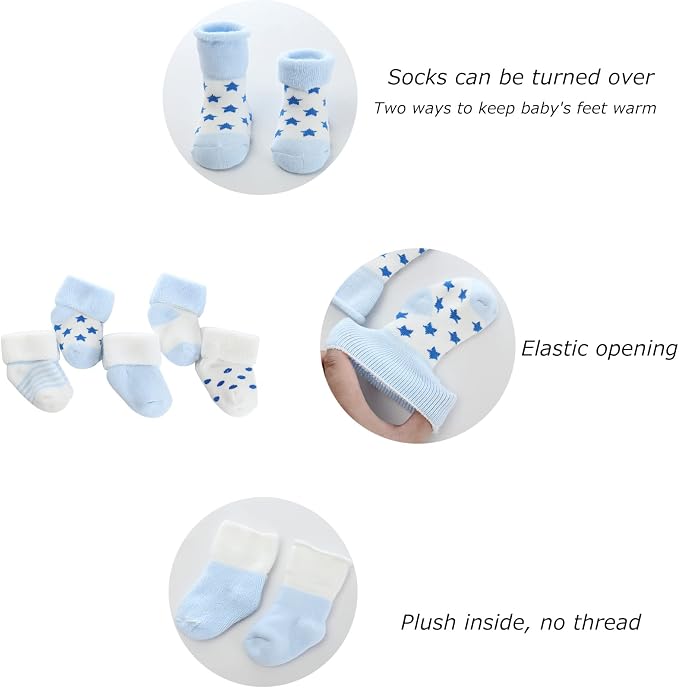 Newborn Baby Boy Girl Caps Mittens Socks Set Cotton Baby Essentials Accessories - Image 5
